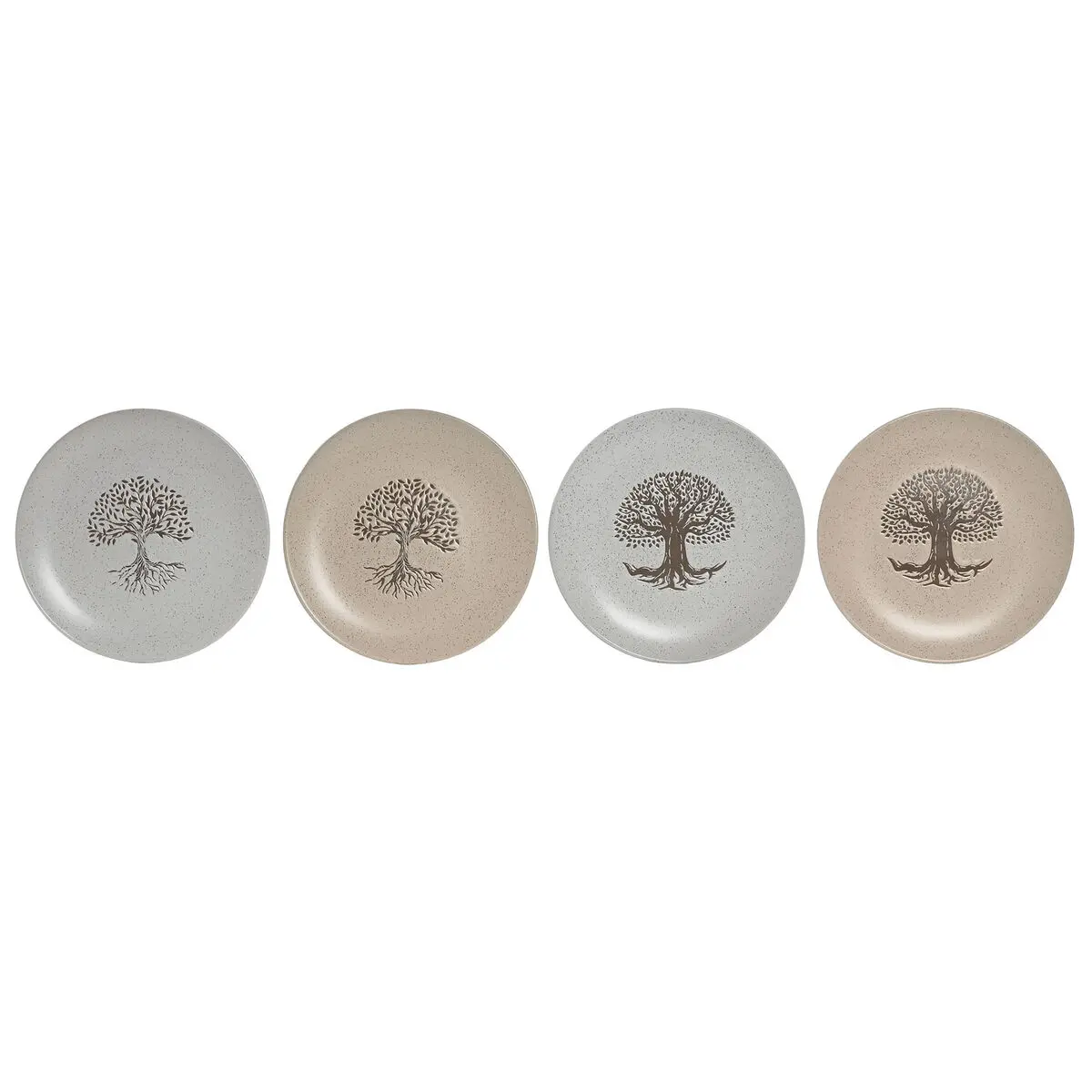 Piatto da pranzo Home ESPRIT Bianco Beige Gres Tradizionale 20 x 20 x 2,5 cm