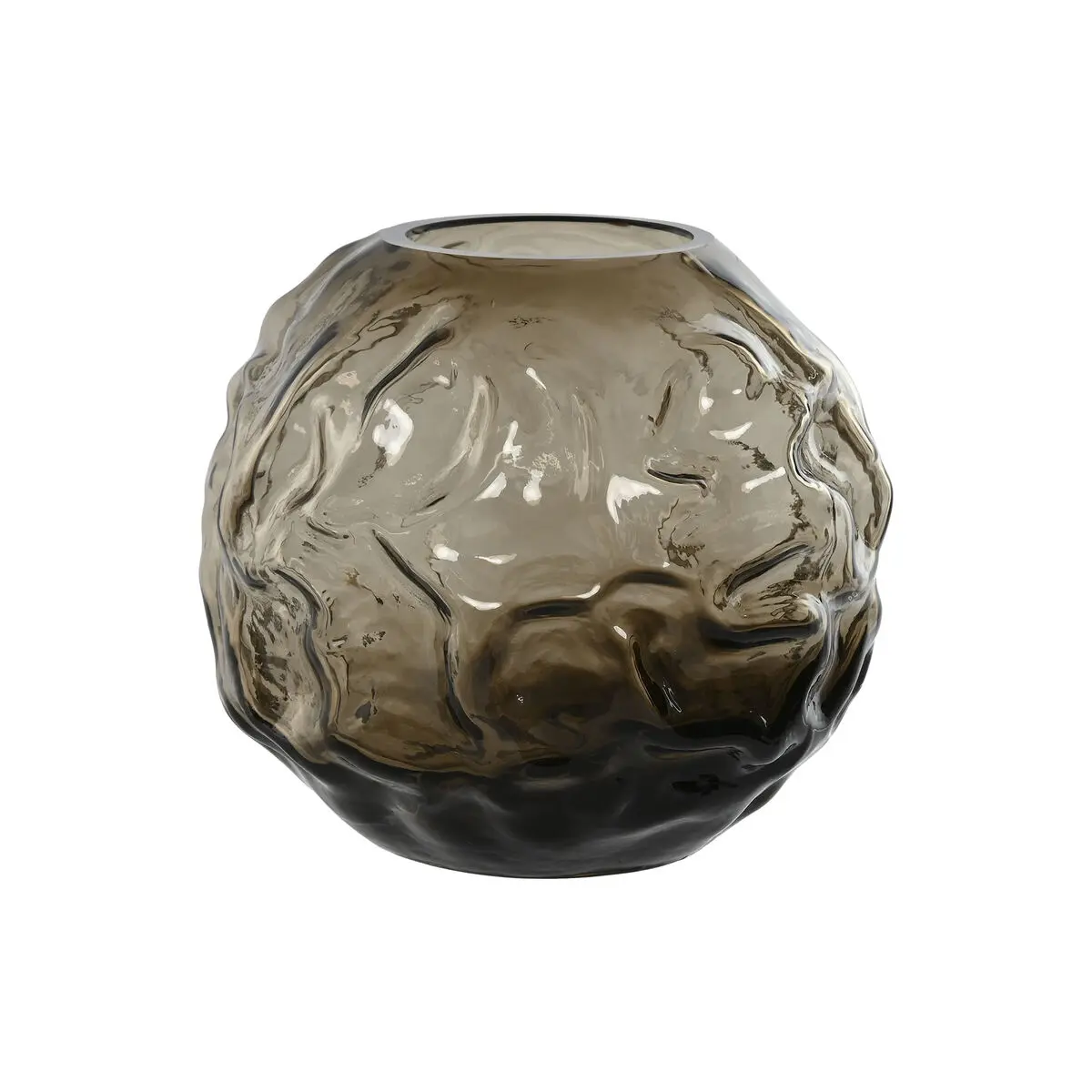 Vaso Home ESPRIT Marrone scuro Cristallo Moderno 21,5 x 21,5 x 19 cm