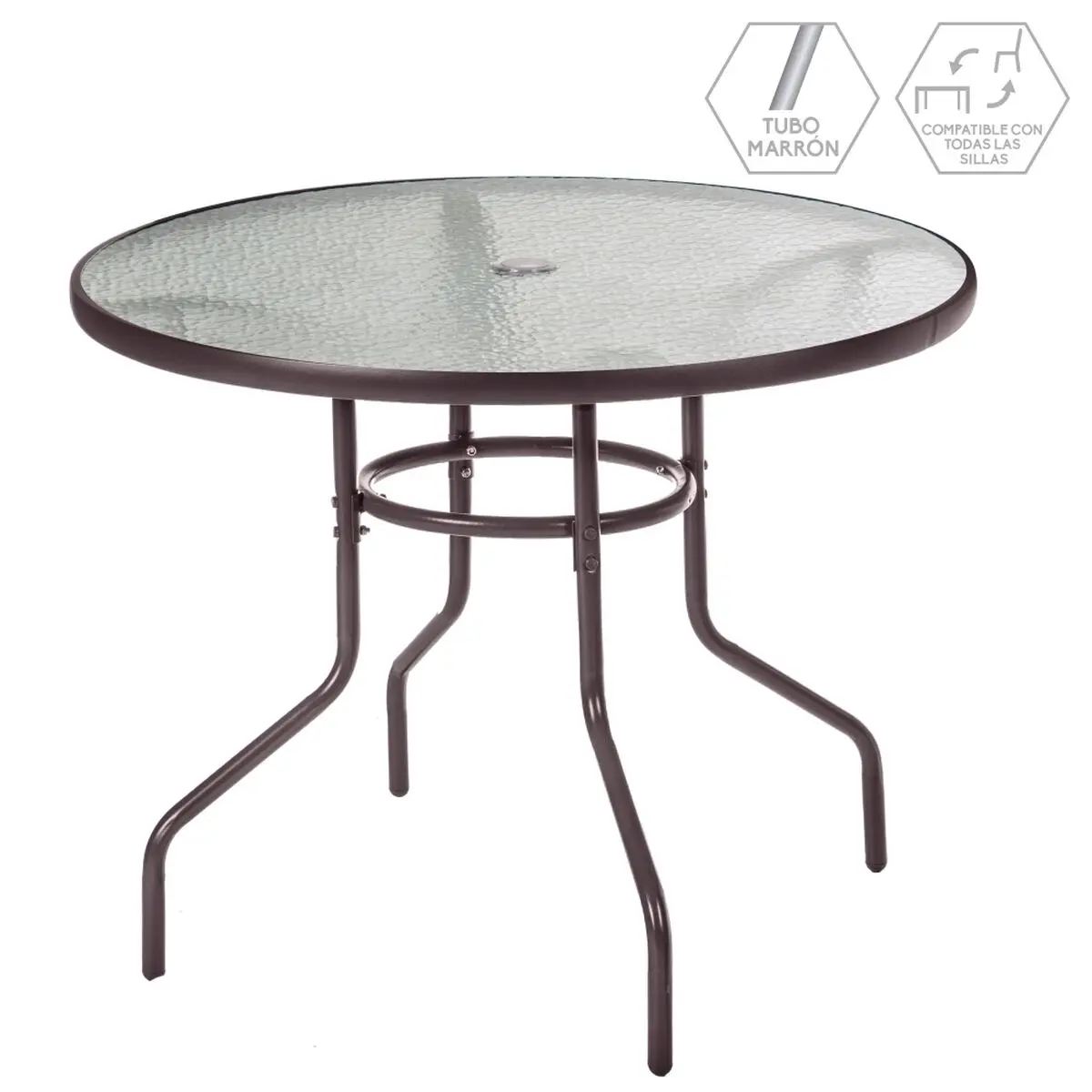 Tavolo da Pranzo Clasic 90 x 90 x 72 cm Hierro/Cristal Cristallo Ferro