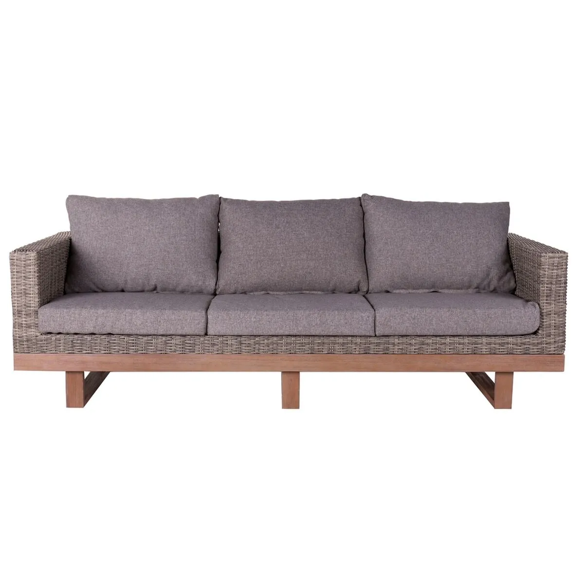 Divano da Giardino Patsy Grigio Alluminio Rattan Legno di acacia 220 x 89 x 64,50 cm