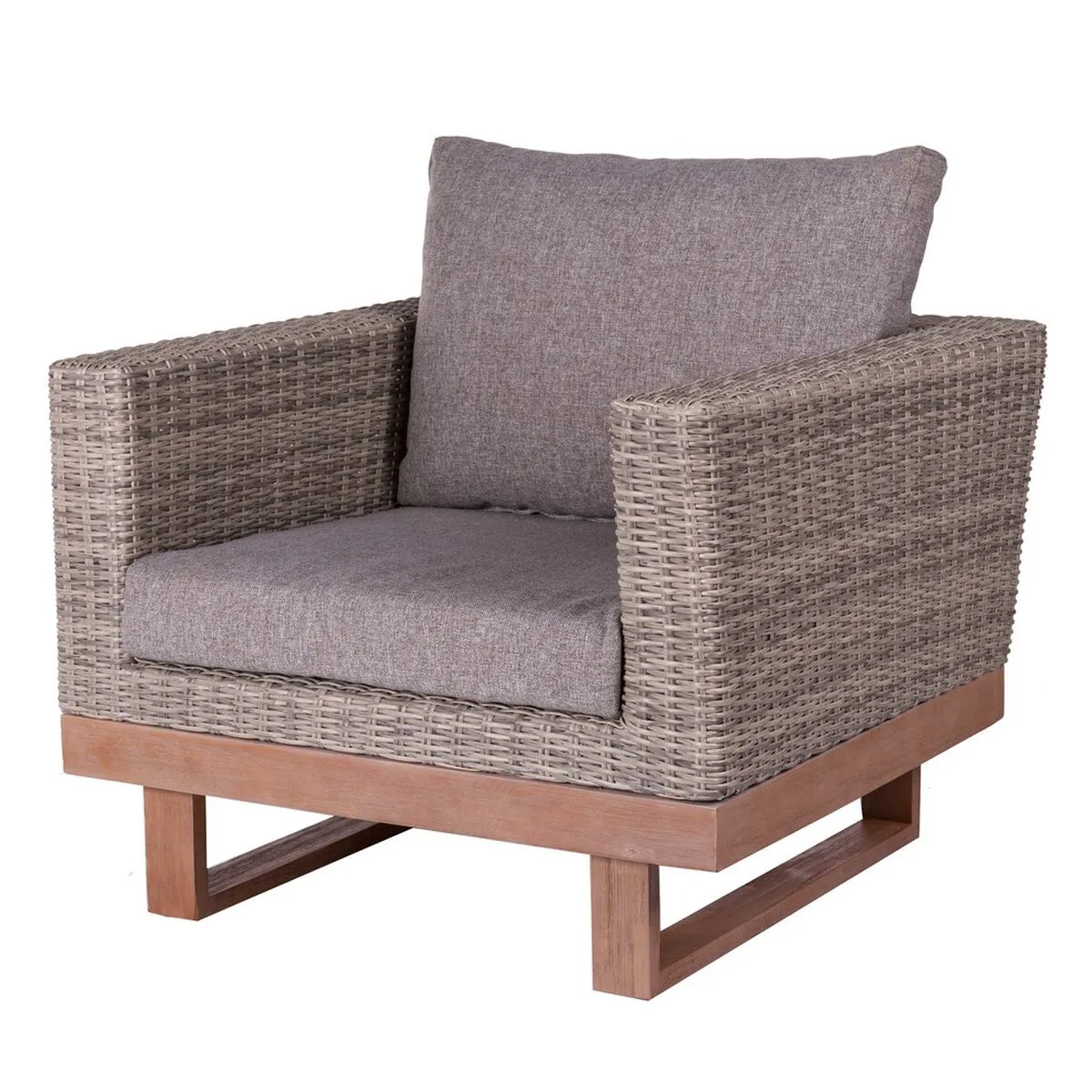 Poltrona da giardino Patsy Grigio Legno Alluminio Rattan 88 x 89 x 64,5 cm