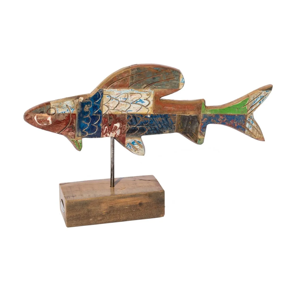 Statua Decorativa Calypso Pesce 51 x 13 x 28 cm Teca Multicolore