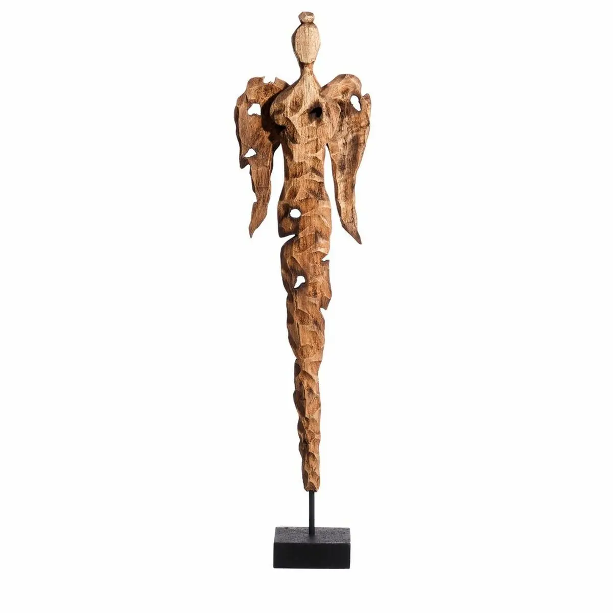 Statua Decorativa Nero Naturale Angelo 19 x 10 x 75 cm