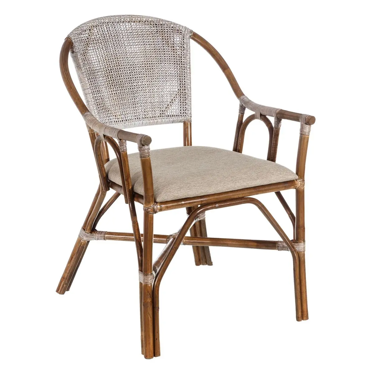 Sedia da Sala da Pranzo Marrone Grigio Poliestere Rattan Foam 56 x 60 x 84 cm