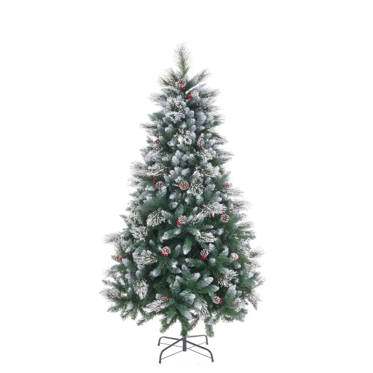 Albero di Natale Bianco Rosso Verde Naturale PVC Metallo Polietilene 150 cm