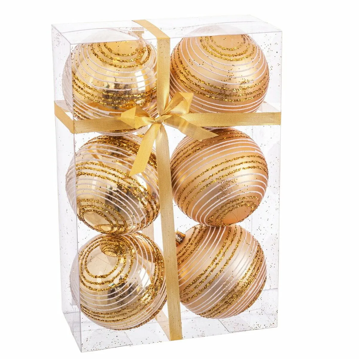 Palle di Natale Dorato Plastica Spirale 8 x 8 x 8 cm (6 Unità)