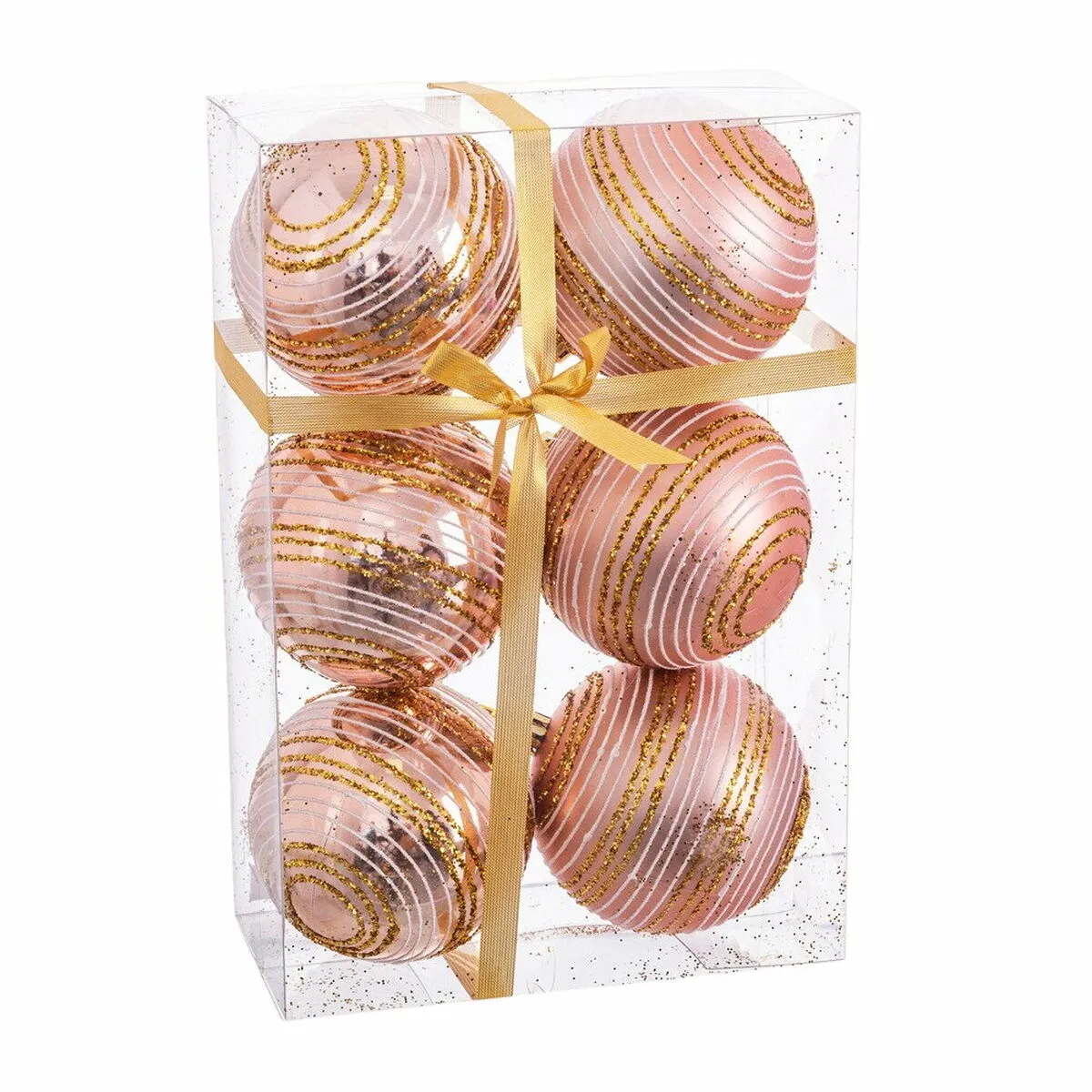 Palle di Natale Rosa Plastica Spirale 8 x 8 x 8 cm (6 Unità)