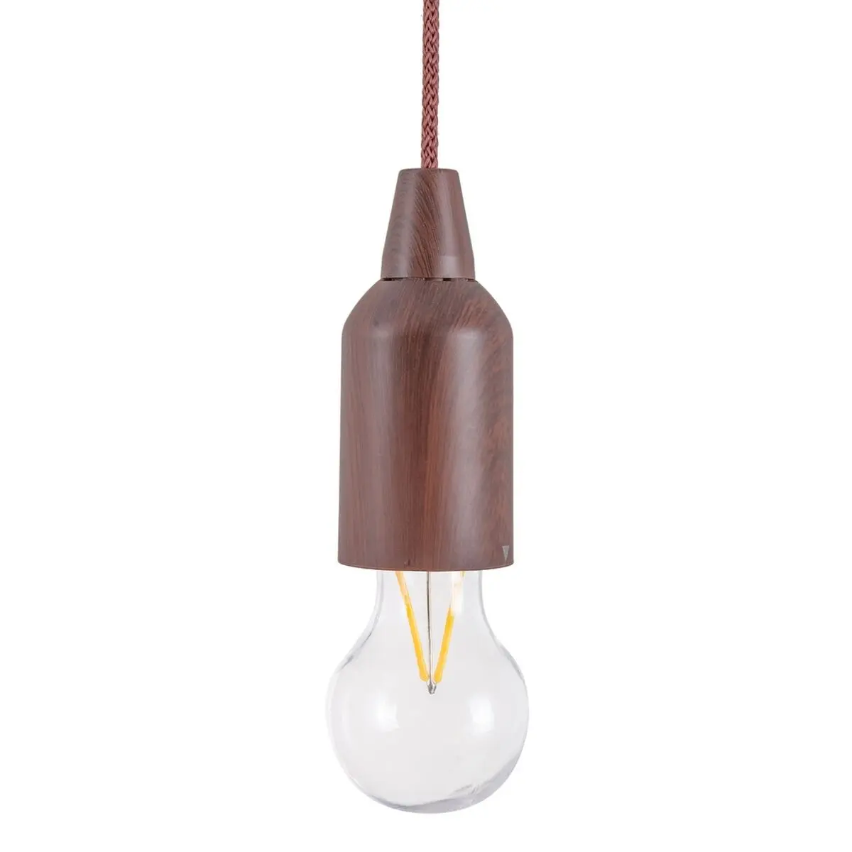 Lampada a Forma di Lampadina Pull & click Legno di noce