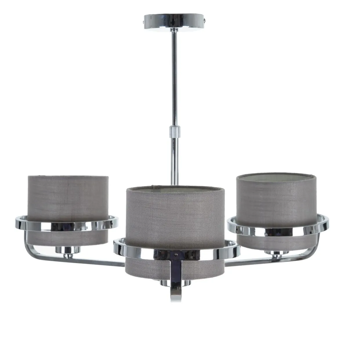 Lampadario Grigio Argentato Lino Metallo Ferro 220-240 V 52 x 50 x 44,5 cm