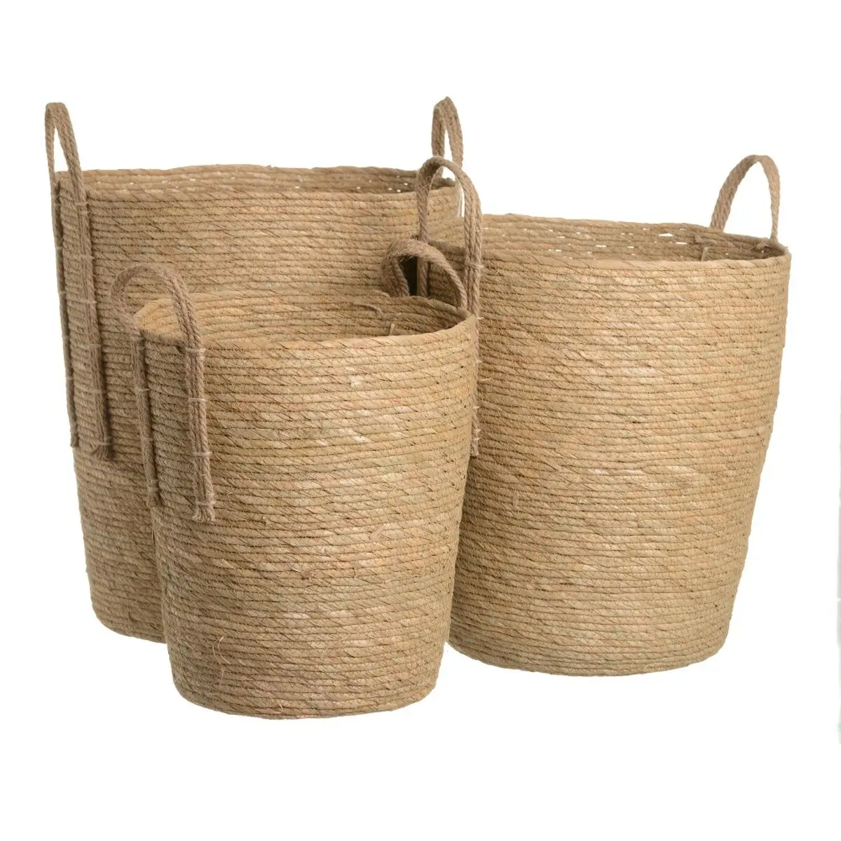 Set di Cesti Naturale Juncus 42 x 42 x 48 cm (3 Pezzi)