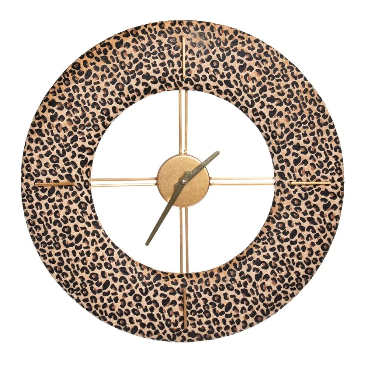 Orologio da Parete 48 x 3,5 x 48 cm Tessuto Sintetico Metallo Leopardo