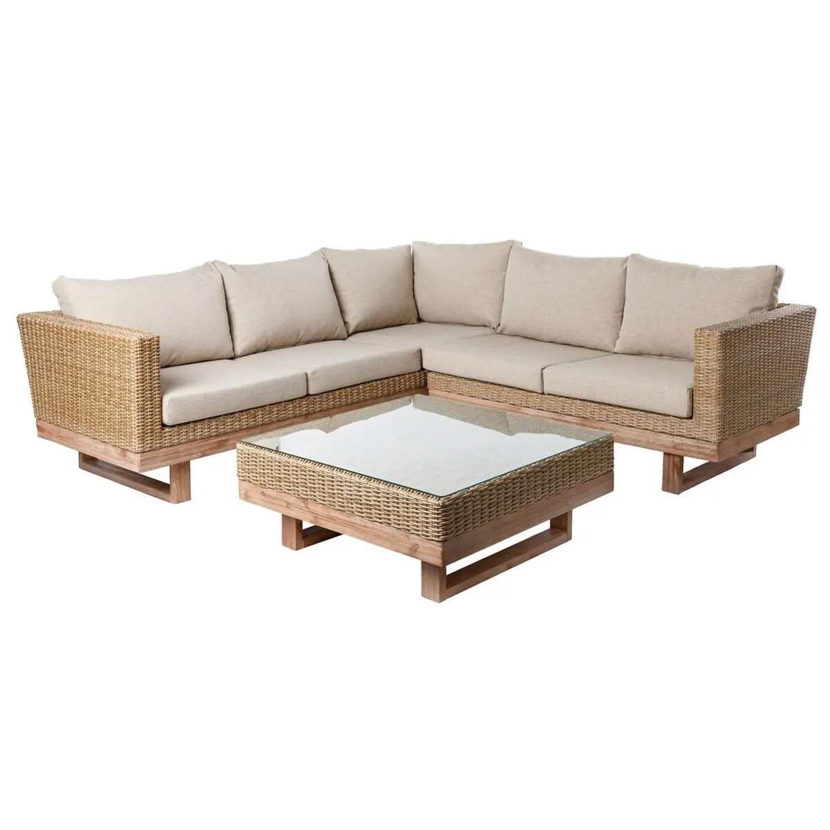 Divano da Giardino Patsy Legno Rattan 235 x 230 x 64,5 cm