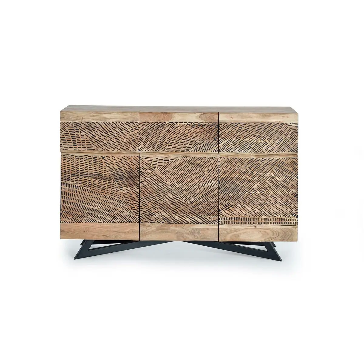 Credenza Alexandra House Living Naturale Metallo Legno di acacia 140 x 90 x 40 cm