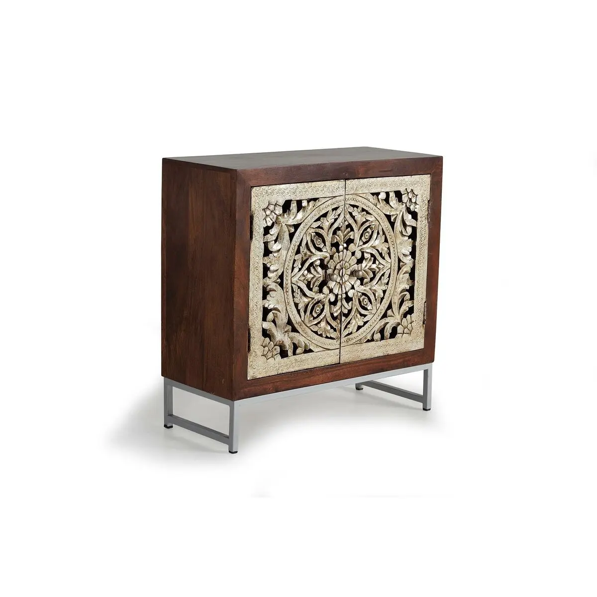 Credenza Alexandra House Living Dorato Naturale Metallo Legno di mango 80 x 80 x 35 cm