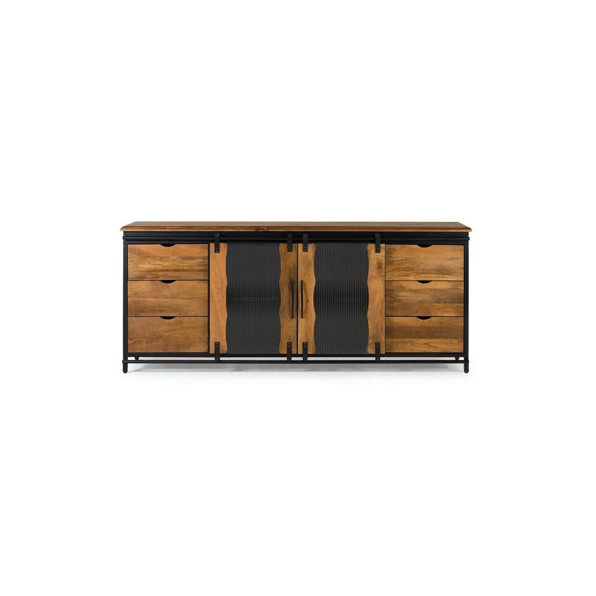 Credenza Alexandra House Living Nero Metallo Legno di mango 190 x 80 x 40 cm