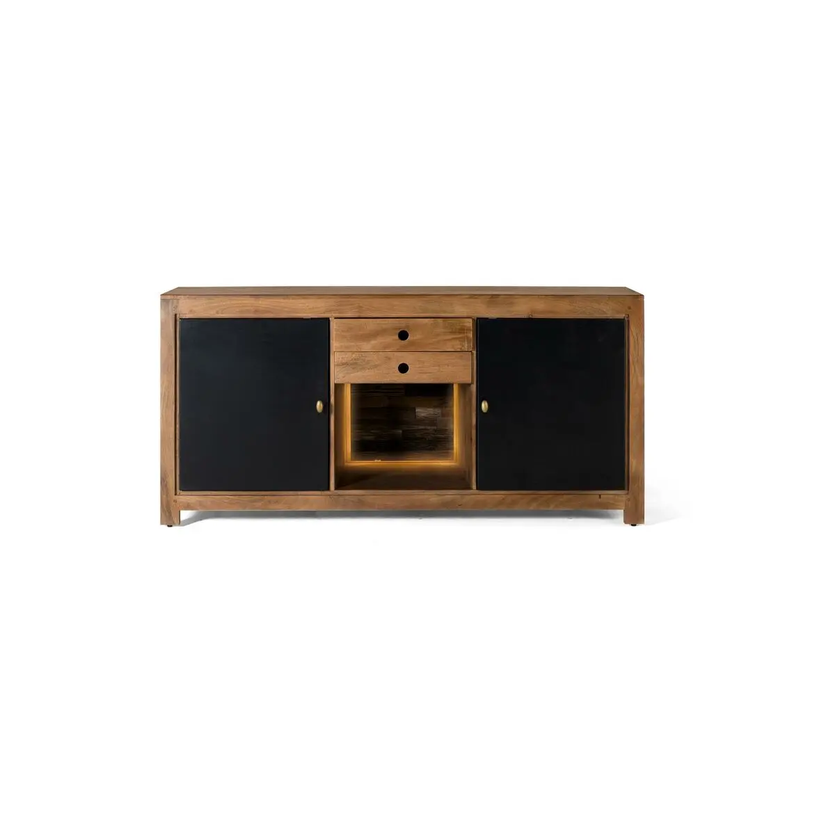 Credenza Alexandra House Living Nero Naturale Metallo Legno di mango 160 x 78 x 40 cm