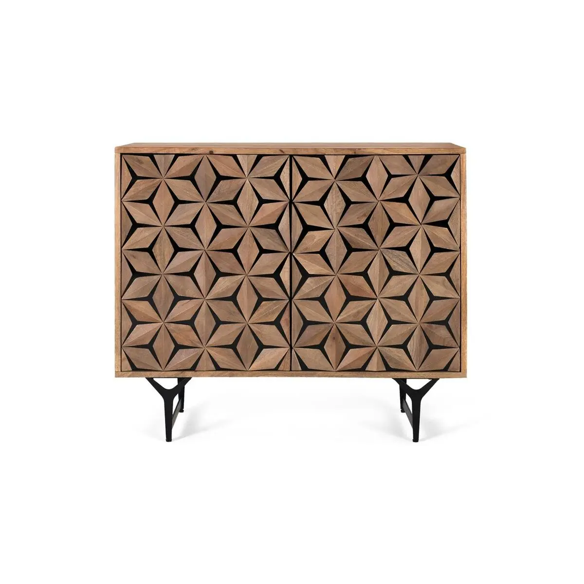 Credenza Alexandra House Living Nero Naturale Metallo Legno di mango 90 x 76 x 40 cm