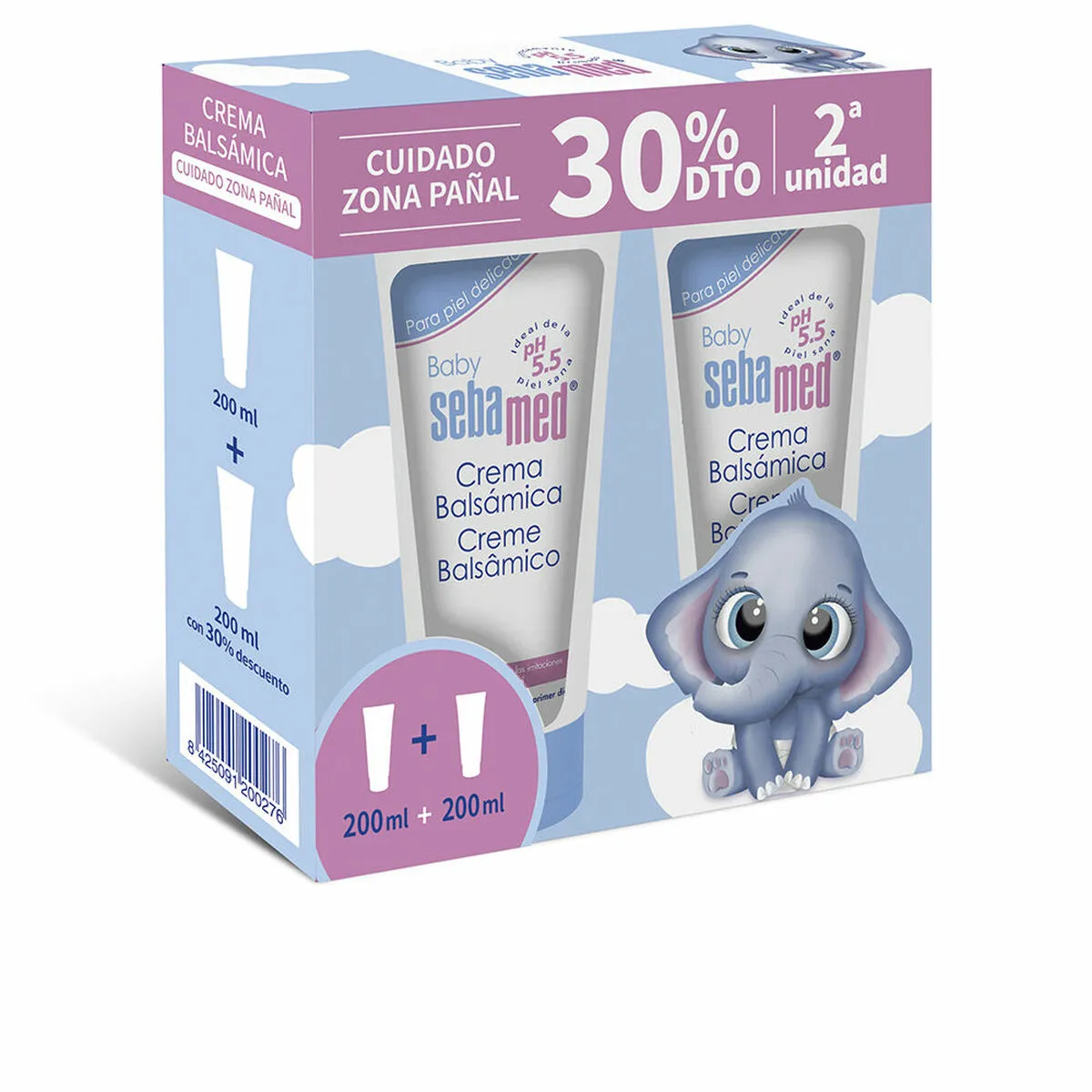 Crema per la Cura Giornaliera della Zona del Pannolino Sebamed Baby 200 ml x 2