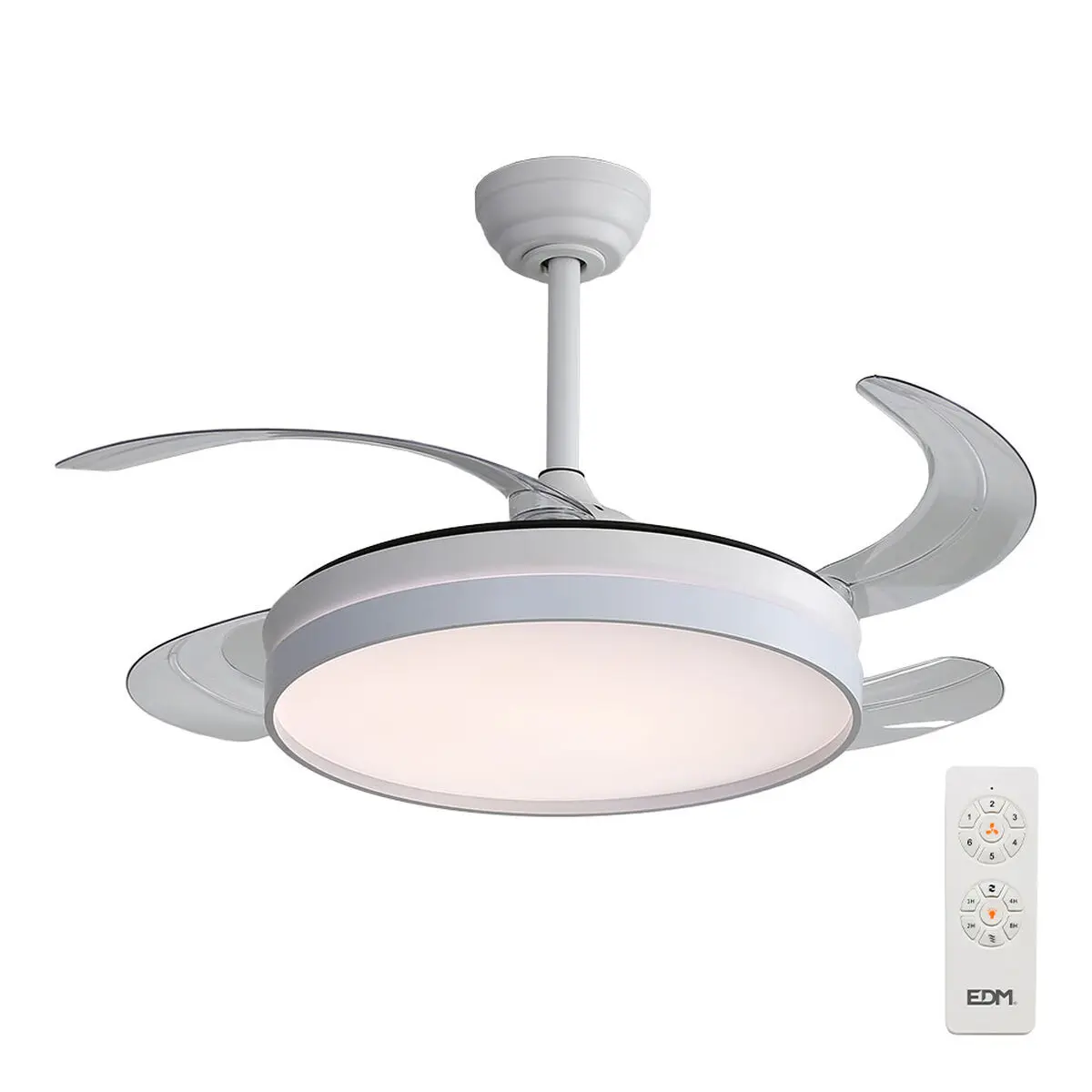 Ventilatore da Soffitto con Luce EDM 33827 Ross Bianco 35 W 4100 Lm 2190 Lm Retrattile