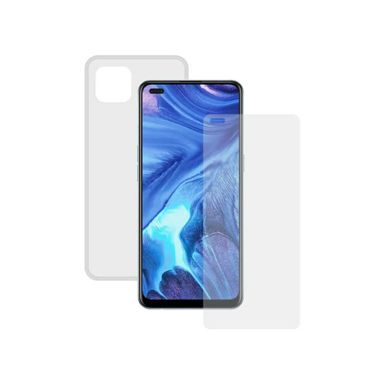 Protettore Schermo Vetro Temprato per Cellulare + Custodia per Cellulare Oppo Reno 4Z Contact Trasparente