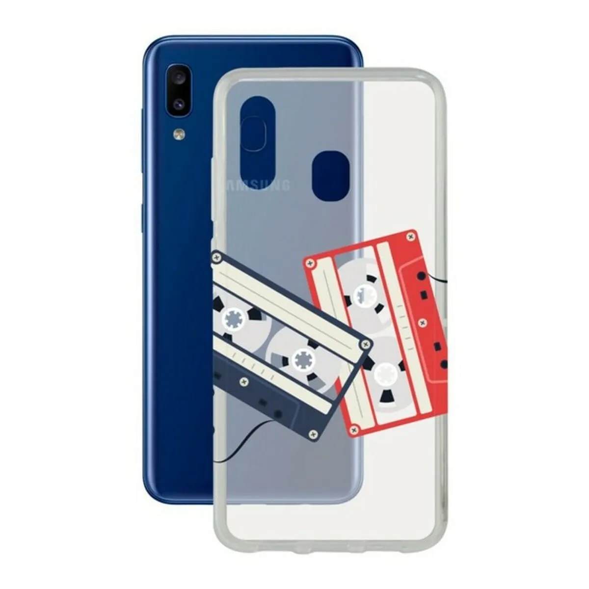 Custodia per Cellulare Samsung Galaxy A20 KSIX BIG-S1904225 Flex Cassettes TPU Trasparente Stampa