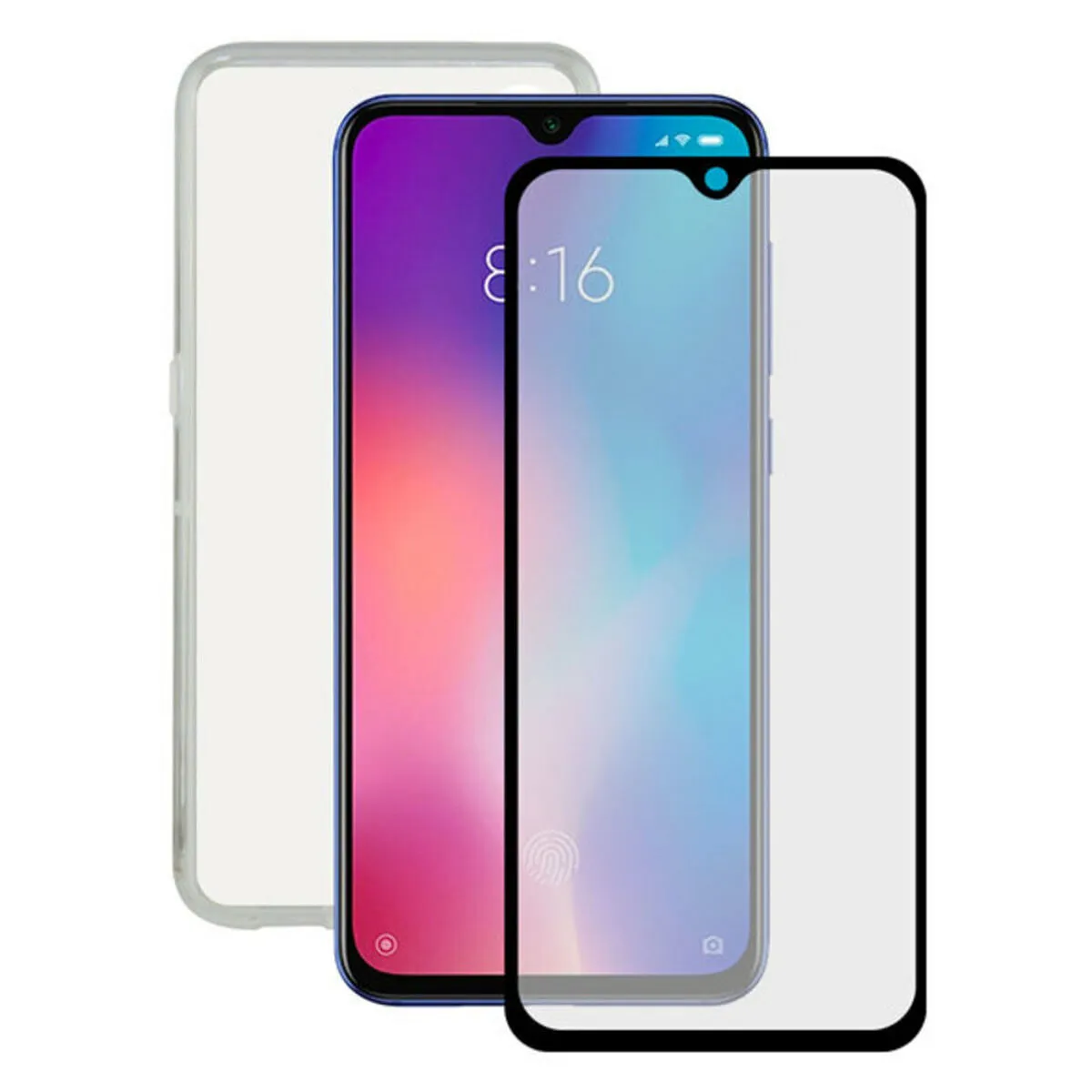 Protettore Schermo Vetro Temprato per Cellulare + Custodia per Cellulare Xiaomi Mi 9 Contact