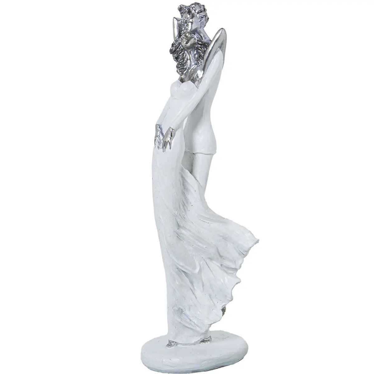 Statua Decorativa Alexandra House Living Bianco Argentato Acrilico Plastica Melammina 9 x 8 x 30 cm