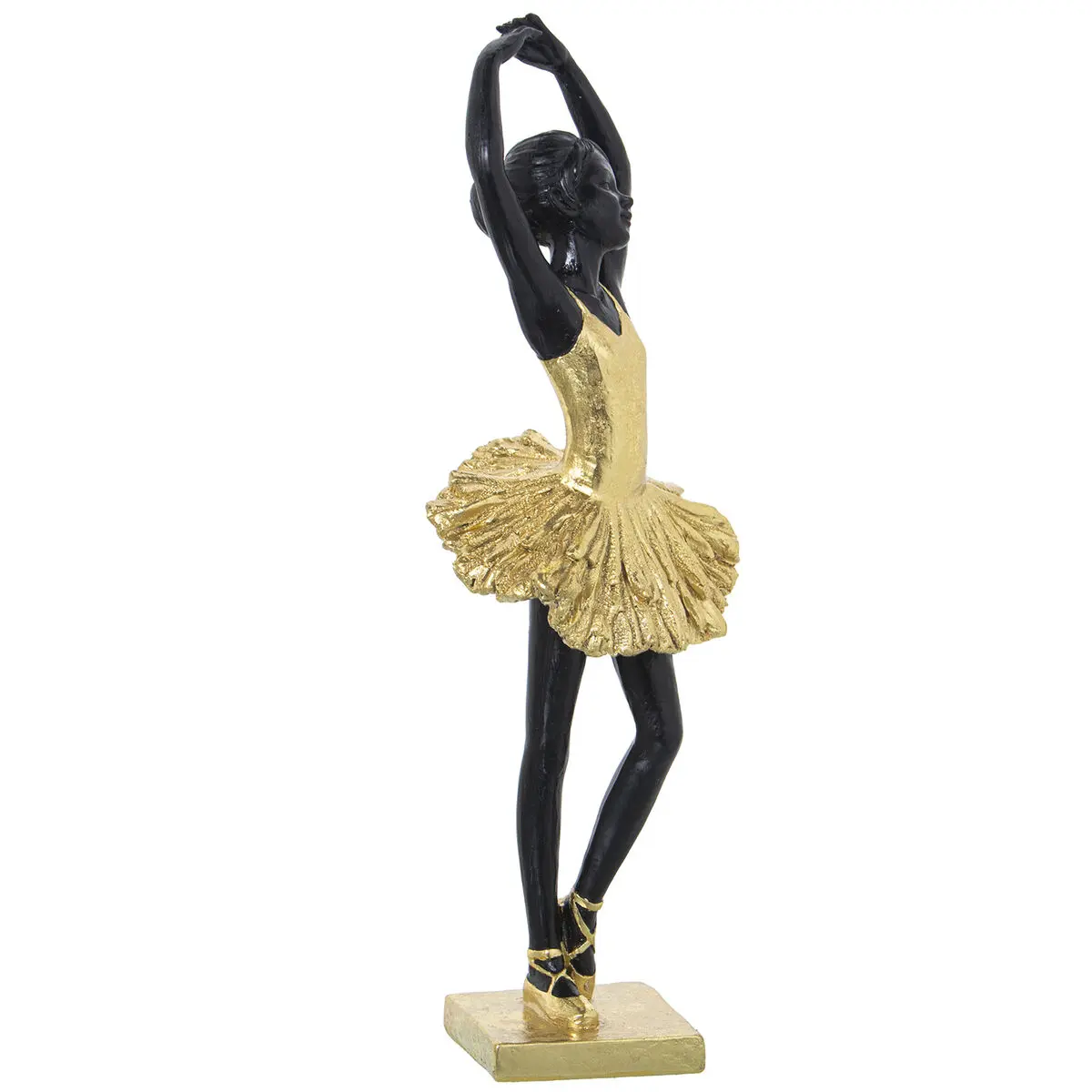 Statua Decorativa Alexandra House Living Nero Dorato Acrilico Plastica Melammina Ballerina 10 x 9 x 30 cm