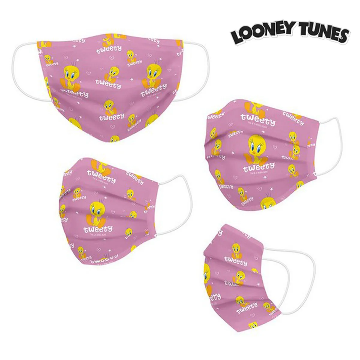 Mascherina Igienica in Stoffa Riutilizzabile Looney Tunes Per bambini Rosa