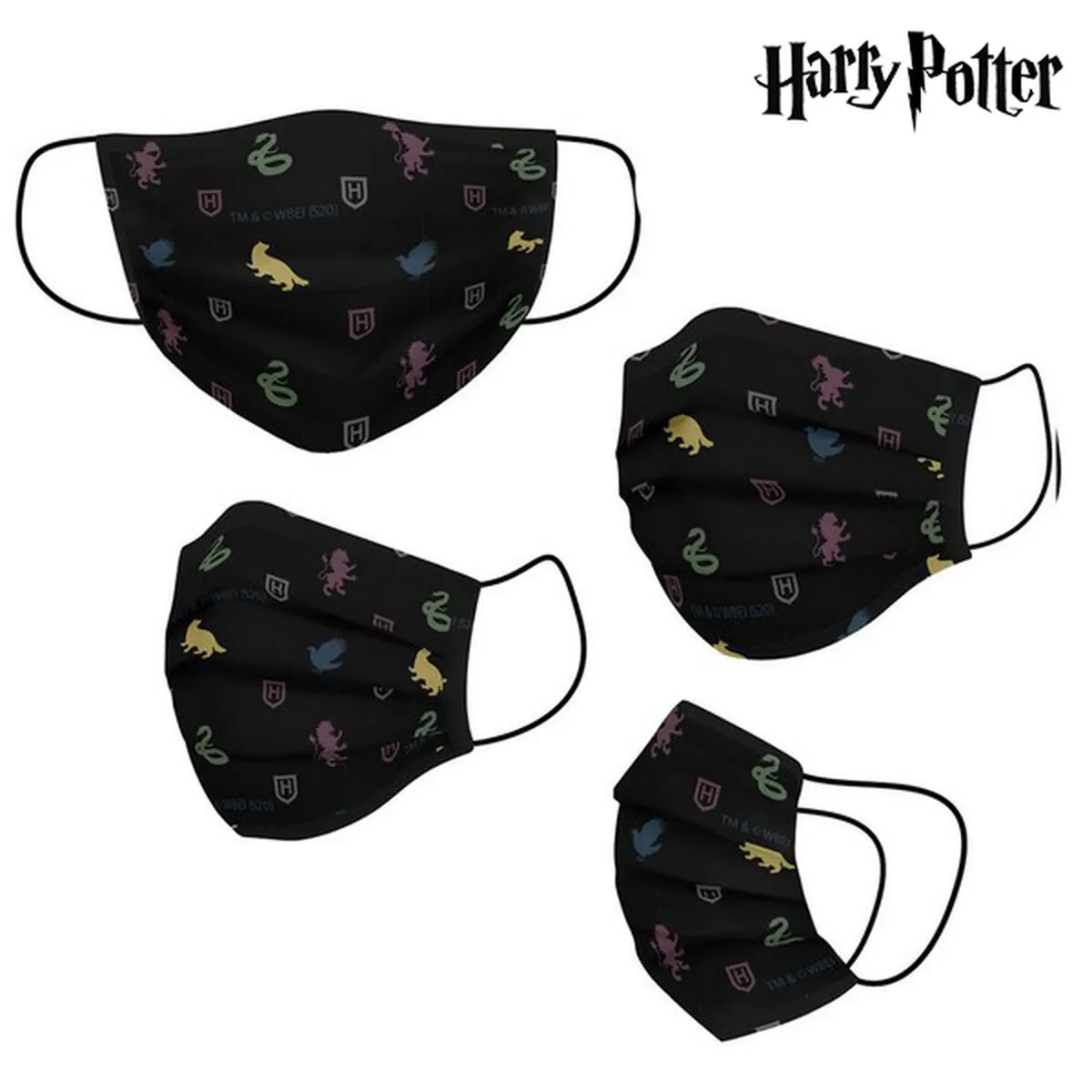 Mascherina Igienica in Stoffa Riutilizzabile Harry Potter Adulto Nero