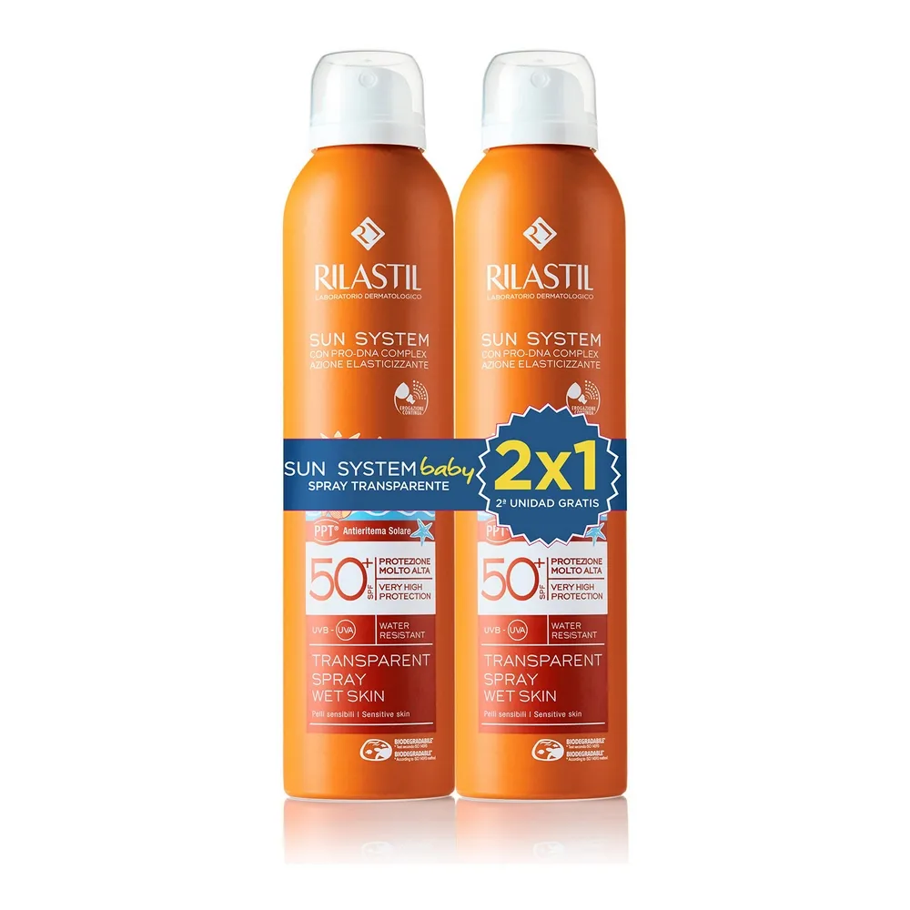 Spray solare per bambini Rilastil Sun System Trasparente SPF 50+ 200 ml x 2