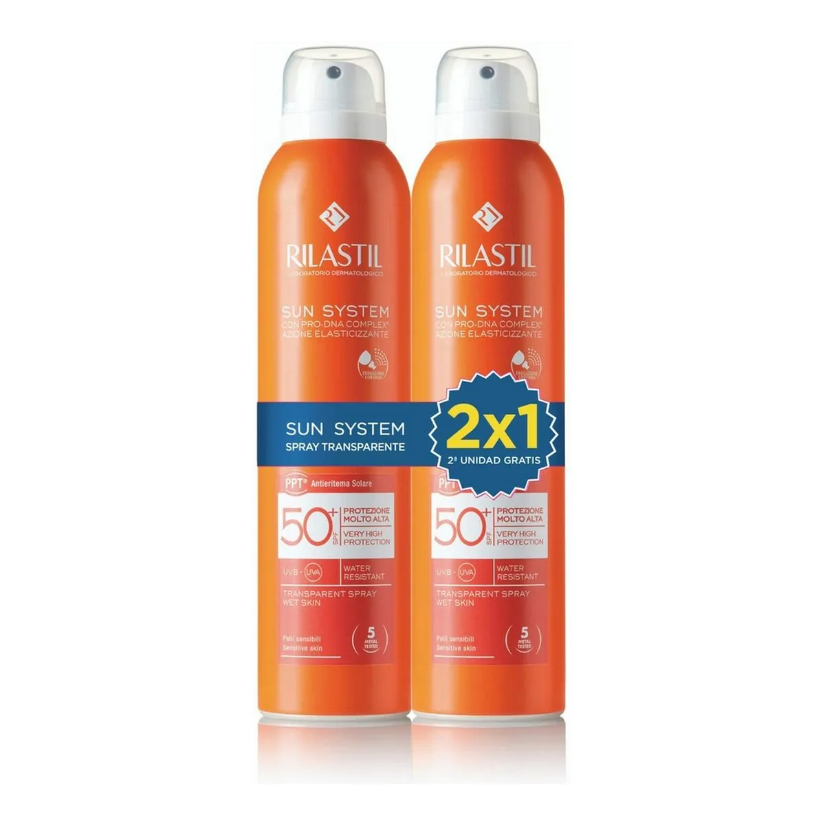 Spray solare per il corpo Rilastil Sun System Spray Transparente 200 ml x 2 SPF 50+ 2 Pezzi