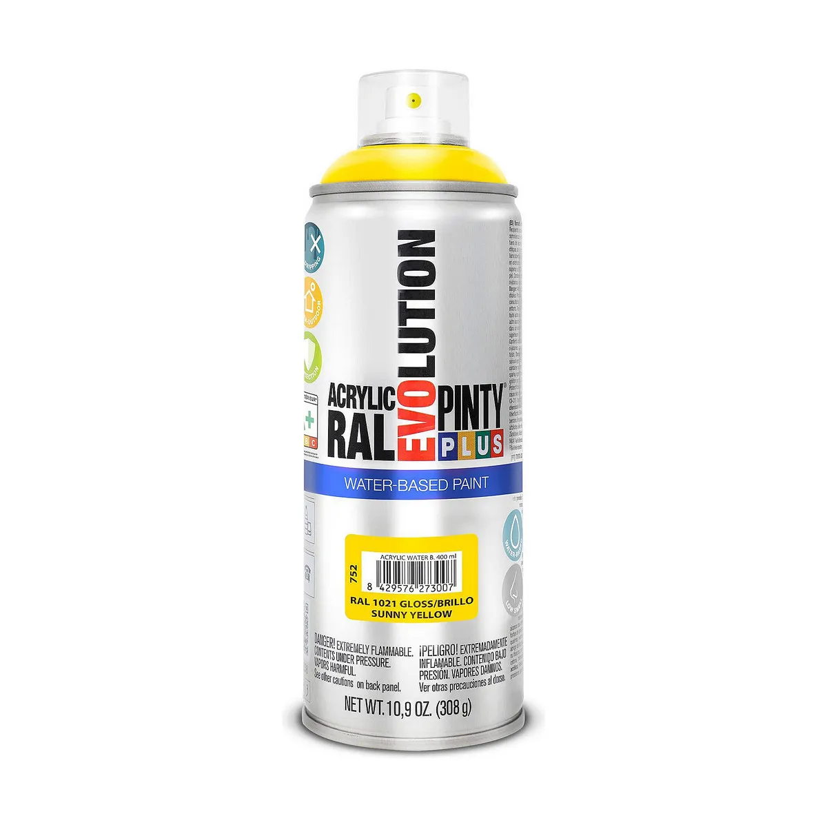 Vernice spray Pintyplus Evolution RAL 1021 Base d'acqua Sunny Yellow 400 ml