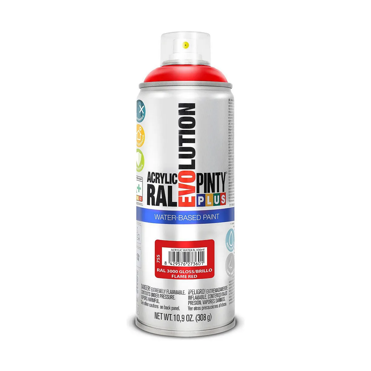 Vernice spray Pintyplus Evolution RAL 3000 Base d'acqua Flame Red 400 ml