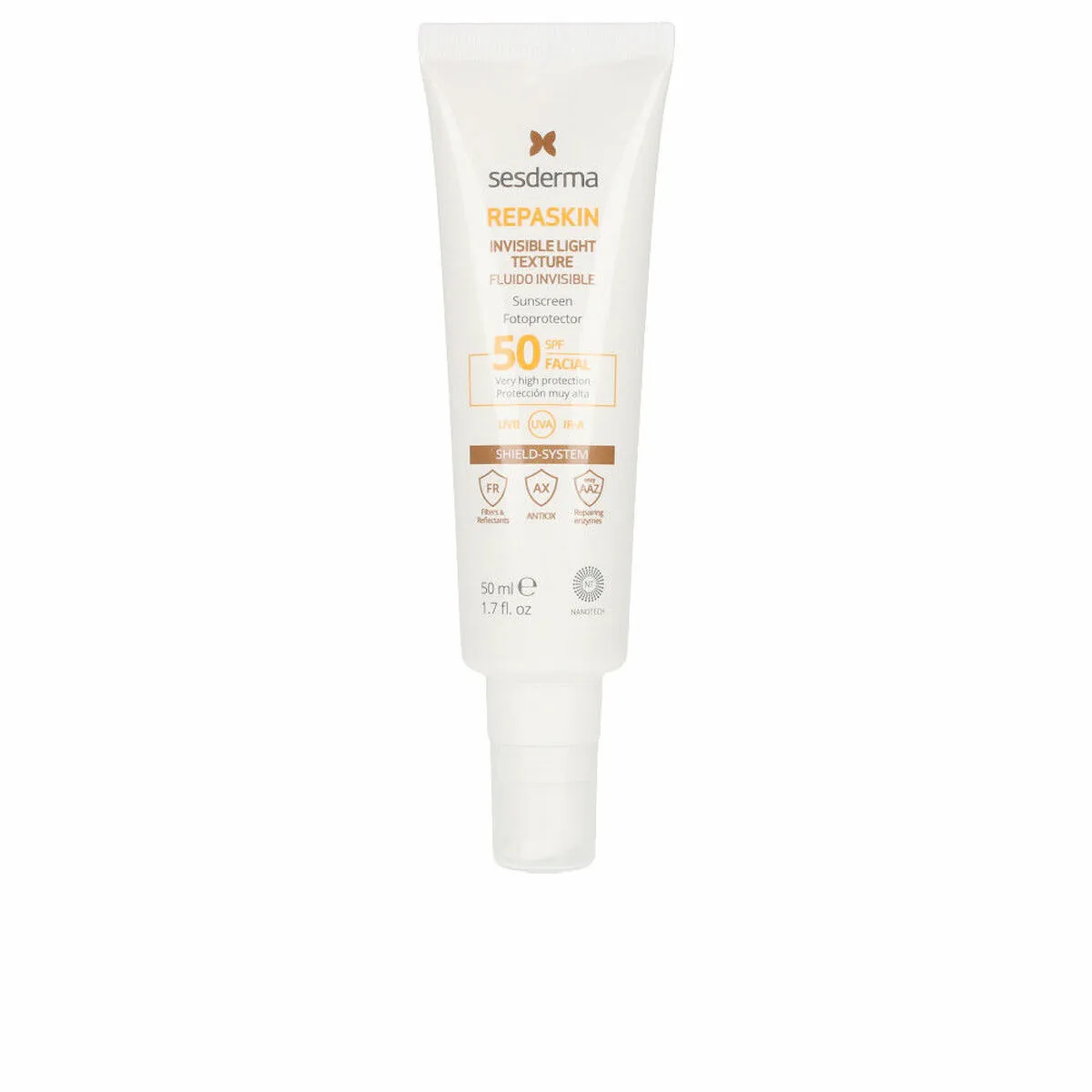 Latte Solare Fluido Sesderma Repaskin Invisible Spf 50 (50 ml)