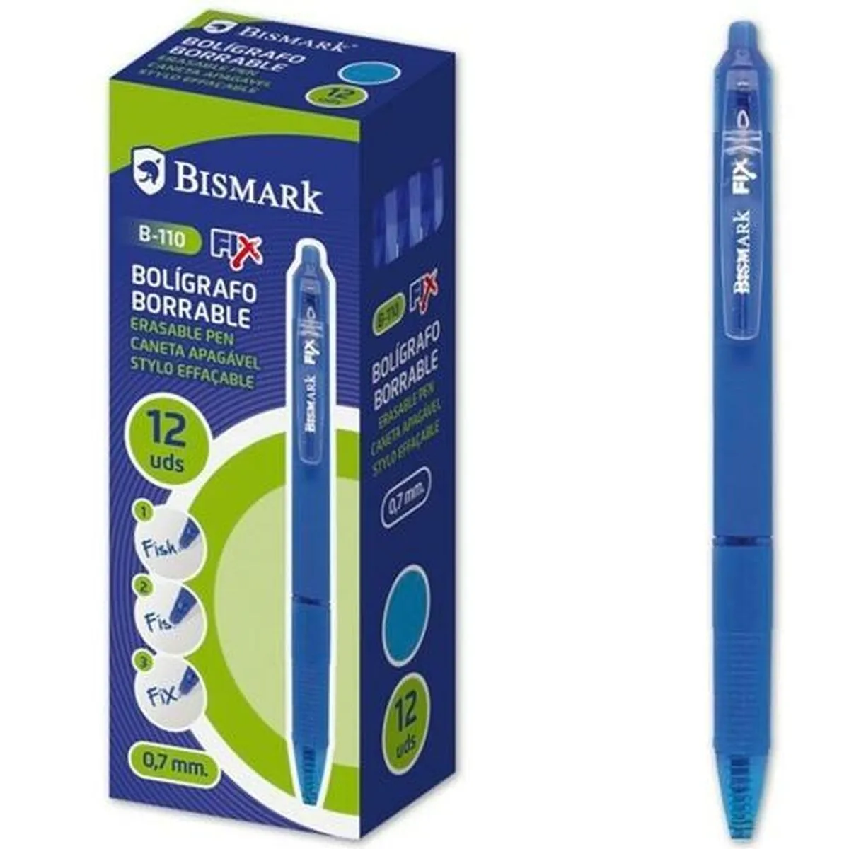 Set di Penne Bismark B-110 Fix Azzurro 0,7 mm (12 Pezzi)