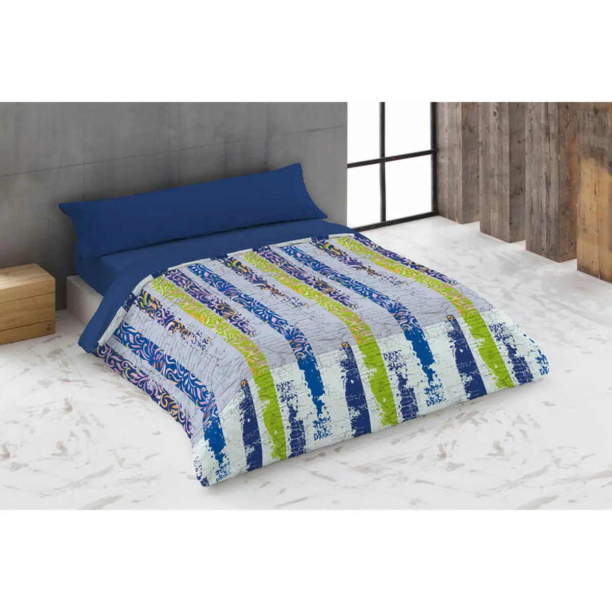 Set di copripiumino Hosteline URBAN Azzurro Osimano 260 x 240 cm 4 Pezzi