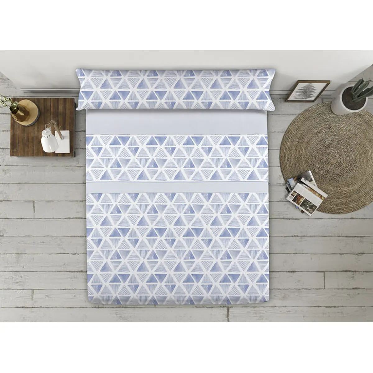 Set di Lenzuola Happy Home TRIANGLES AH Azzurro Singolo