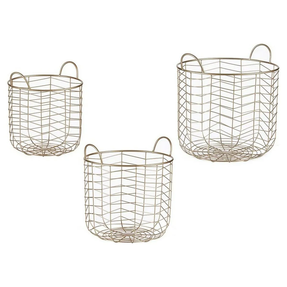 Set di Cesti Rotund Dorato Metallo (3 pcs)