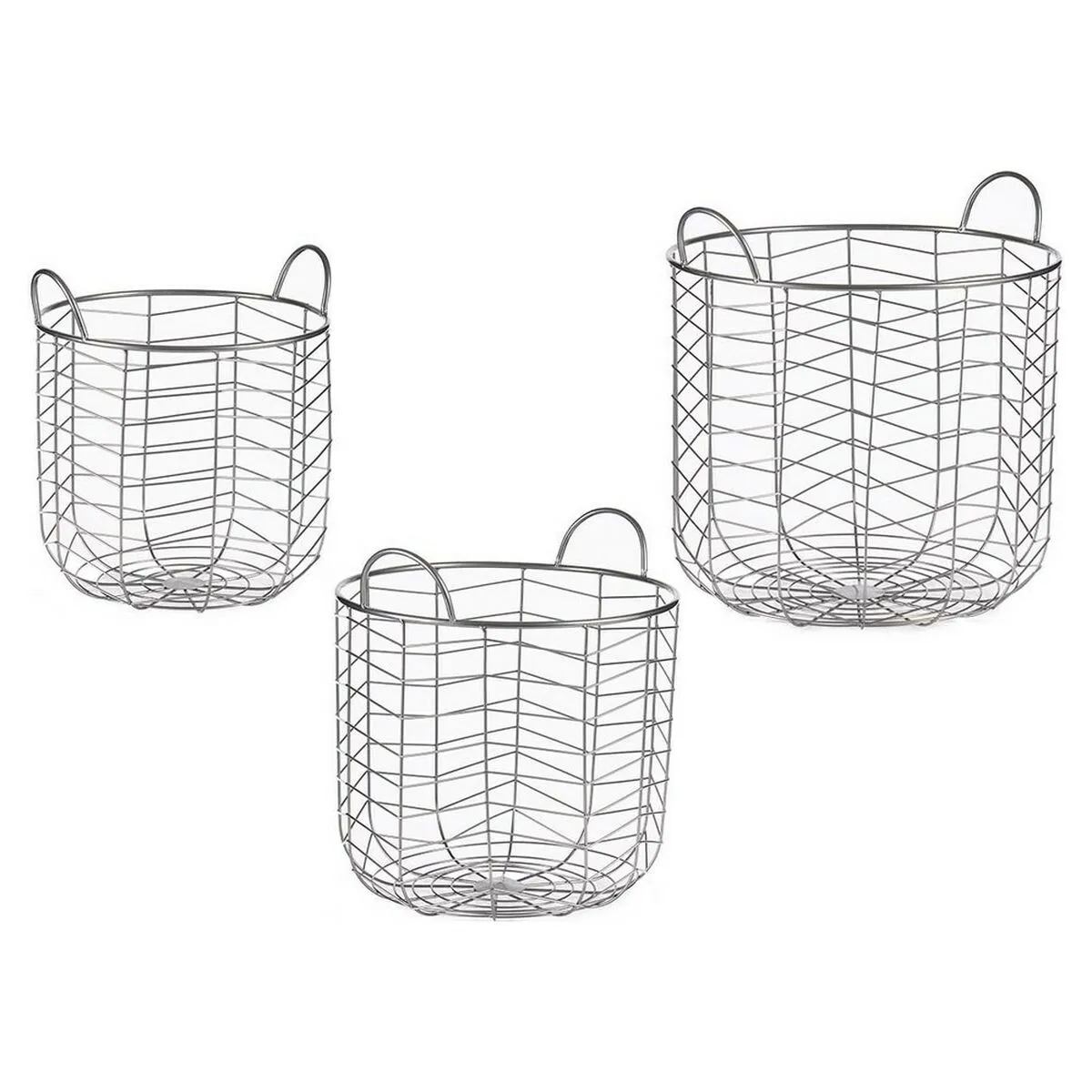 Set di Cesti Rotund Argentato Metallo (3 pcs)