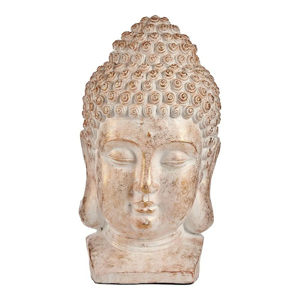 Statua Decorativa da Giardino Buddha Testa Bianco/Dorato Poliresina (35 x 65,5 x 38 cm)