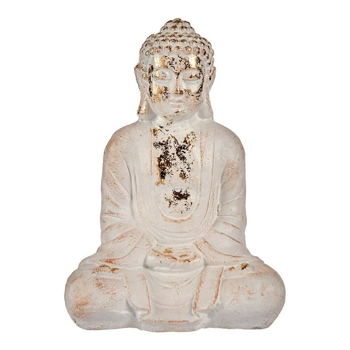 Statua Decorativa da Giardino Buddha Bianco/Dorato Poliresina (17 x 37 x 26 cm)