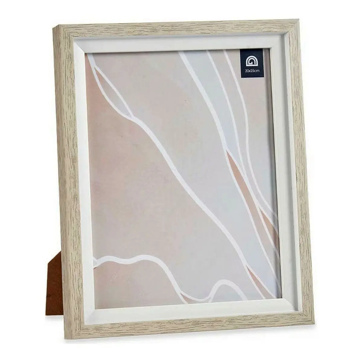 Cornice Portafoto Marrone Bianco 24 x 2 x 29 cm Cristallo Beige Plastica