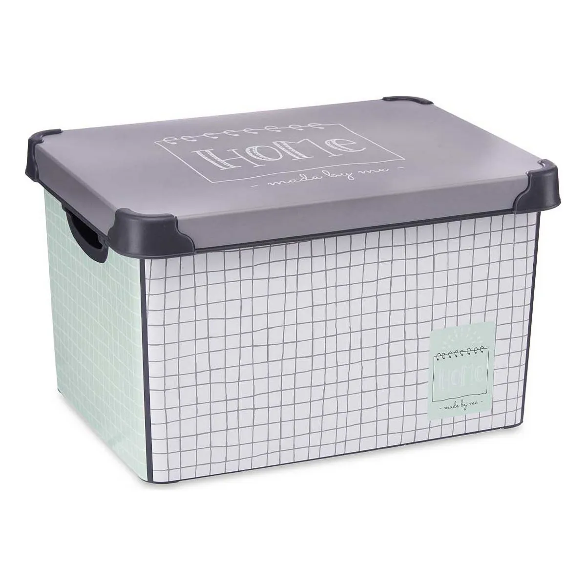 Scatola portaoggetti con coperchio Home Grigio Plastica (29 x 23,5 x 39 cm)