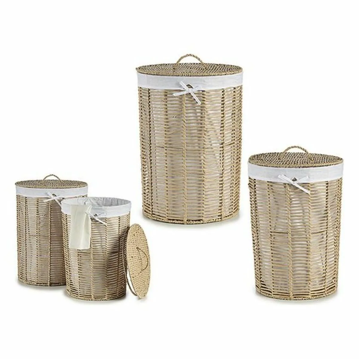 Set di Cesti Naturale Stoffa vimini (2 Pezzi) (44 x 56 x 44	 cm) (44 x 56 x 44 cm)