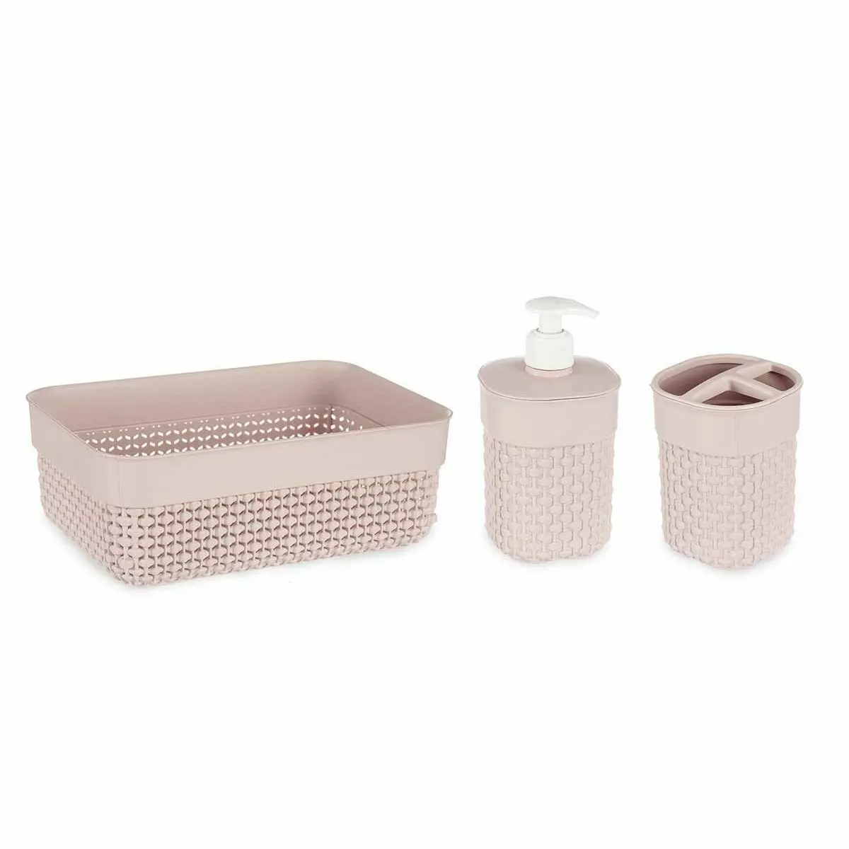 Set da Bagno Rosa Plastica 3 Pezzi