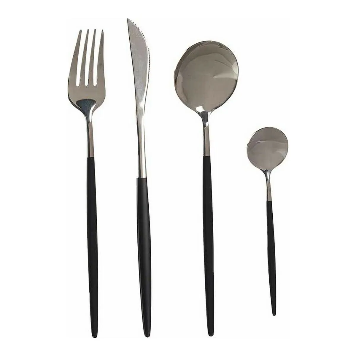 Set di Posate Argentato Nero Acciaio inossidabile (8 pcs)