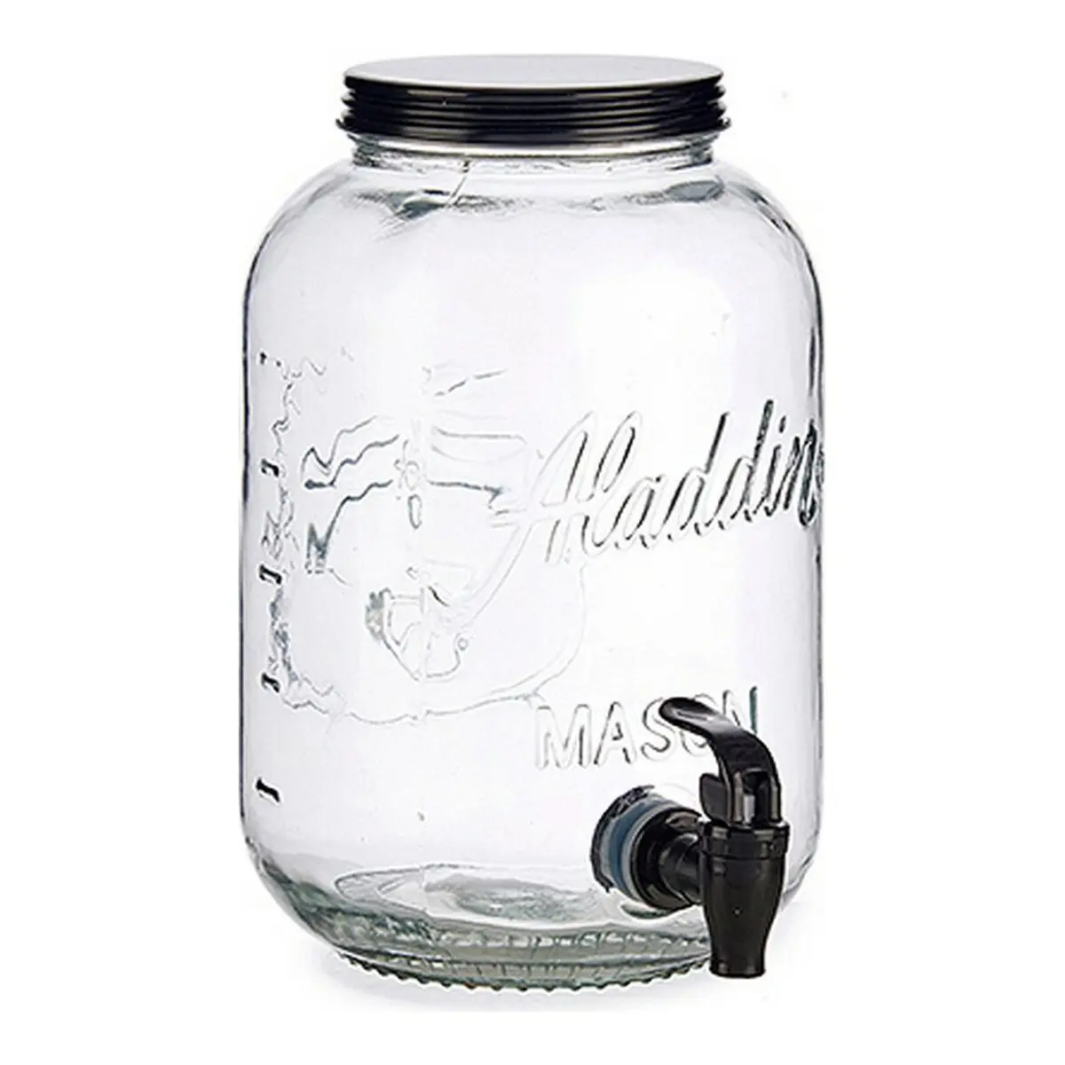 Caraffa in Vetro Trasparente Rubinetto Cristallo Nero Metallo Plastica (16,2 x 24,8 x 16,2 cm) (3800 ml)