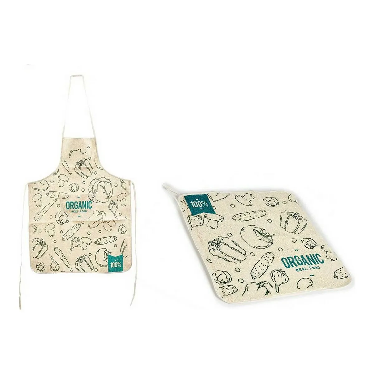 Set Grembiule Panno da Cucina 60 x 0,3 x 80 cm Azzurro Bianco 80 % cotone 70 % cotone (2 pcs)