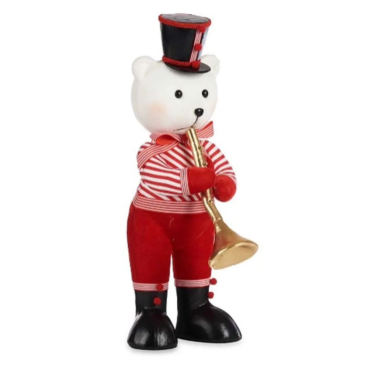 Statua Decorativa Orso Tromba Bianco Nero Rosso polistirene 19 x 62 x 27 cm